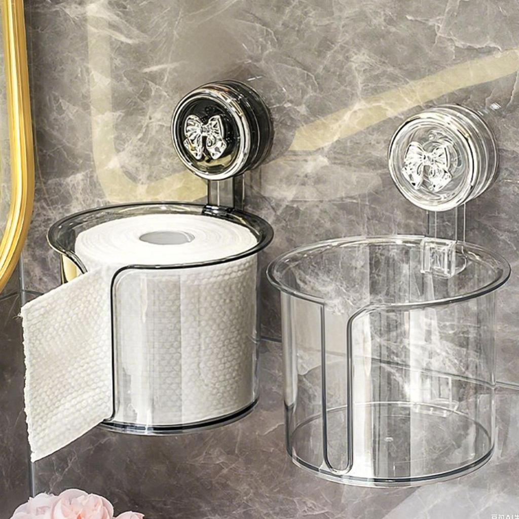 Toalettpappershållare Utan Borrning Förvaringslåda för Köksdukar Transparent Dispenserlåda för Toalettrulle för Tvättrum Hotell Sovrum