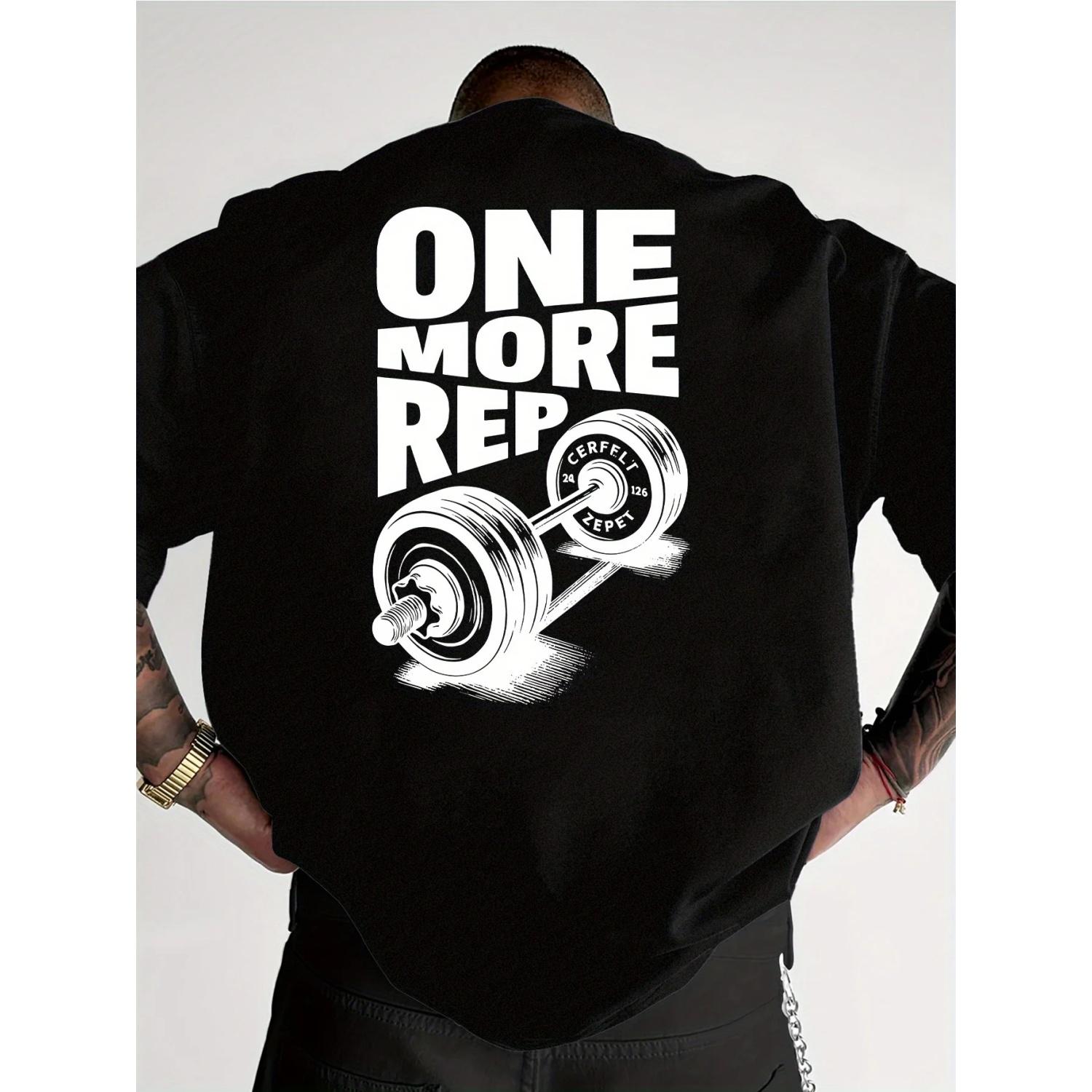 

Men s T-Shirt Vintage Funny Gym Workout ONE MORE REP Weightlifting Women Streetwear Cotton Oversized Y2K Short Sleeve Loose Top S разноцветный