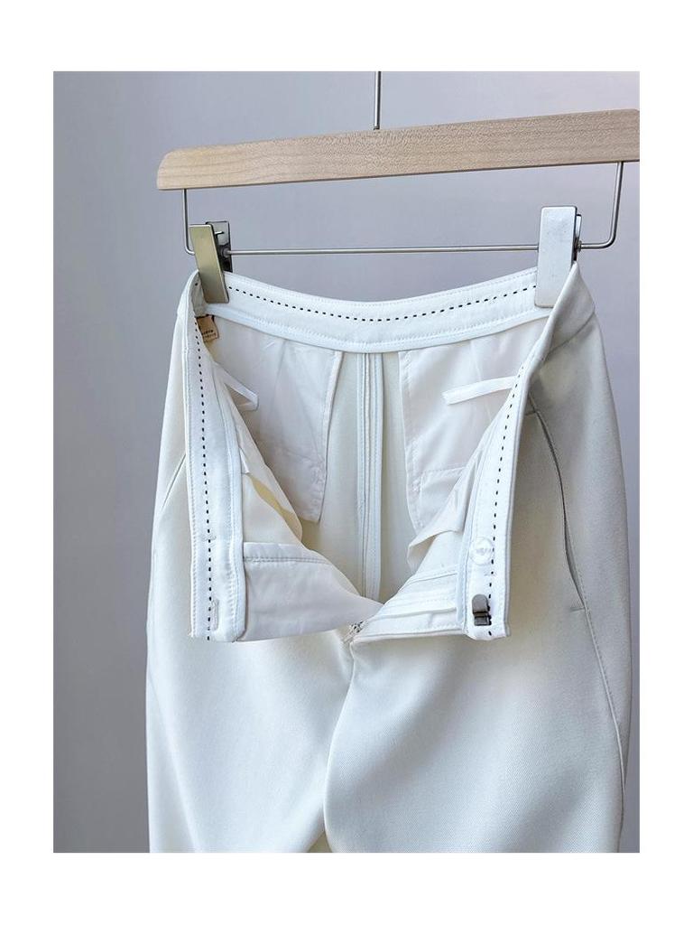 Women's Wool Blend Wide-Leg Trousers: Drapey & Hip-Covering, Suitable for Spring, Autumn, Winter