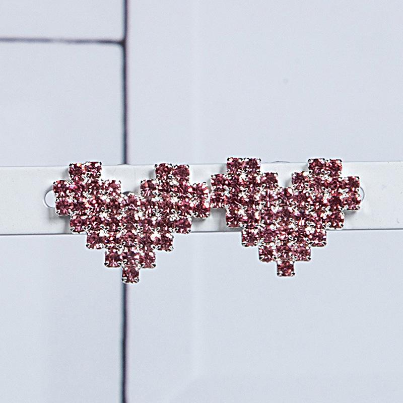 Korean Style Luxurious Heart Diamond Silver Stud Earrings for Women