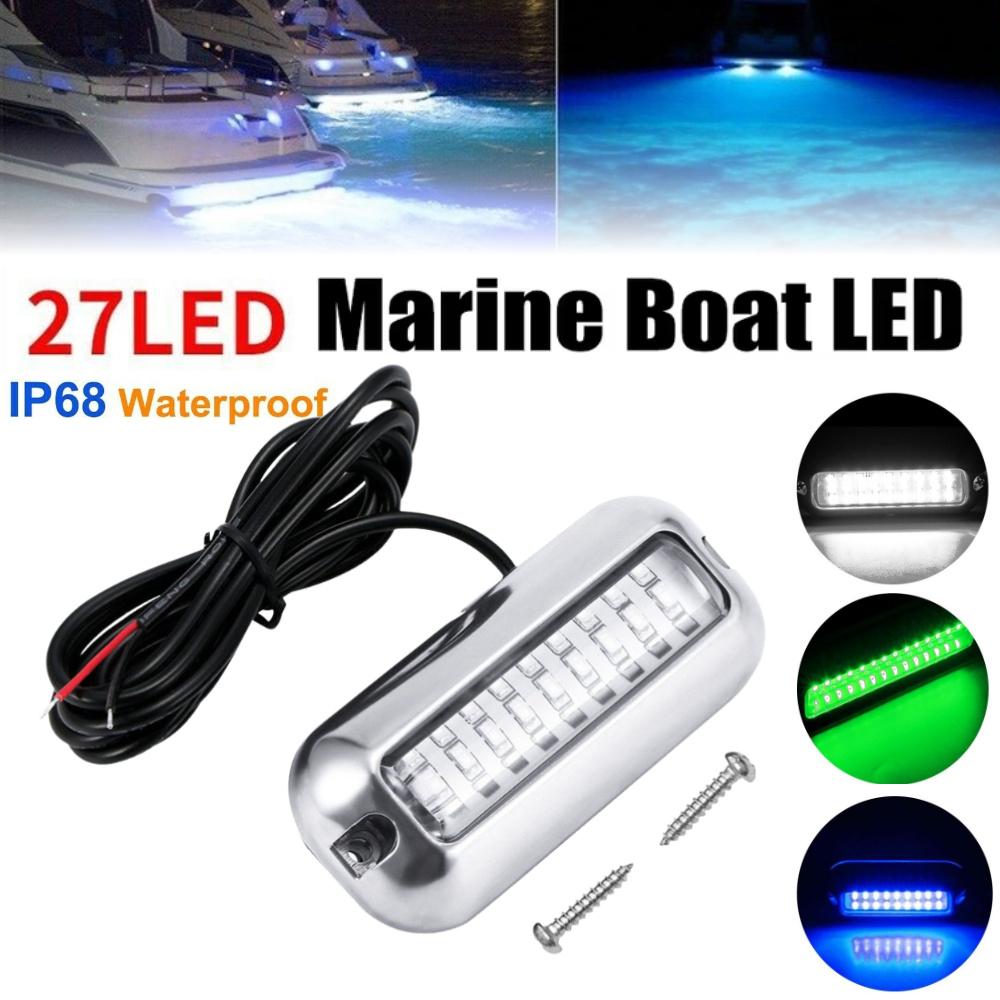 1pcs 27LED Yacht Underwater Light Stainless Steel Marine Strip Light Waterproof LED Boat Navigation Lights Marine Transom Lamp