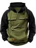 European-American Raglan Sleeve Half-Zip Men's Multi-Pocket Workwear Hoodie
