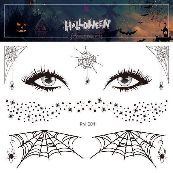 Halloween Kids' Waterproof Cartoon Tattoo Stickers - Cute Pumpkin, Ghost, and Skull Designs for Face Makeup