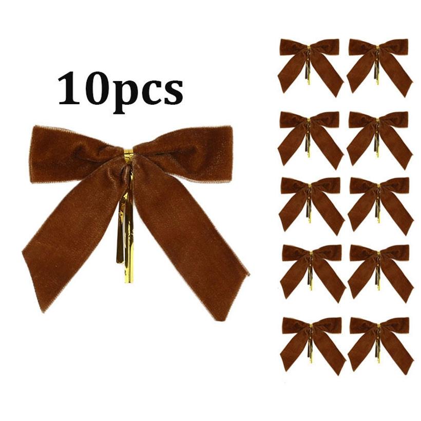 10PCS Velvet Bows for Christmas Tree Decor Wreath Garland Velvet Bow with Twist Tie Ribbon Ornament Diy Craft Holiday Wrapping Decorations