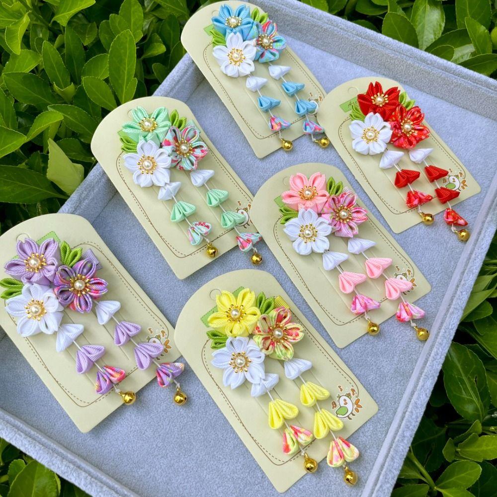 Japanischer Kimono-Kopfschmuck im antiken Stil Hanfu-Accessoires Quaste Blume Haarnadel Täglich