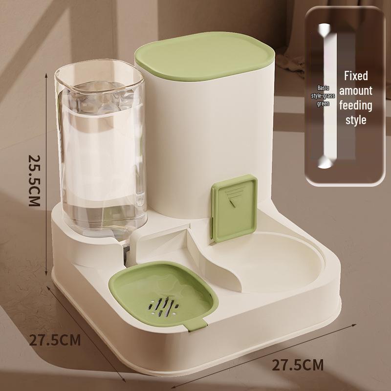 Automatic Dual-Use Pet Feeder & Water Dispenser with Large Ceramic Double Bowls for Cats and Dogs