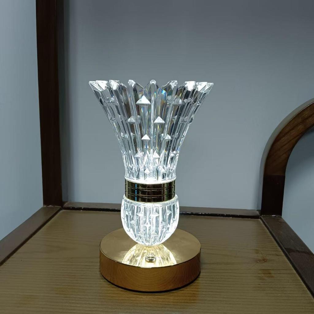 Nordic Crystal Table Lamp: Elegant Indoor Night Light for Bedroom Ambiance.
