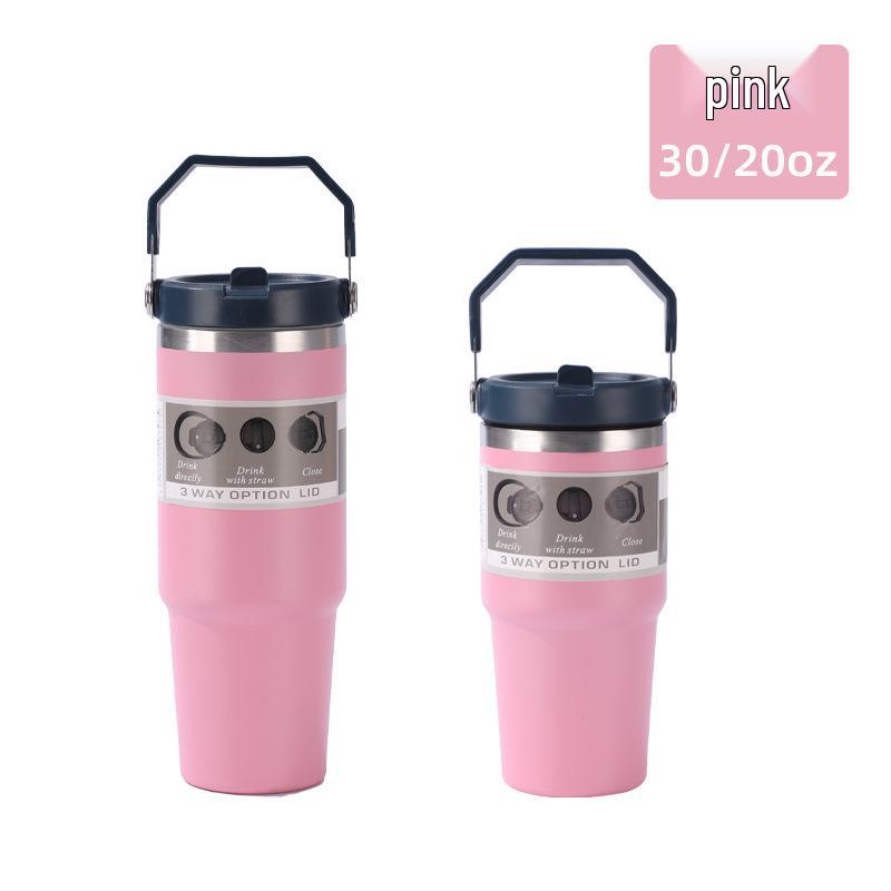 

304 Stainless Steel 30oz Insulated Car Cup with Handle - Large Capacity Ice Cooler 20oz