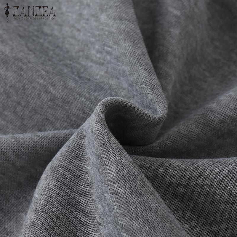 ZANZEA Dámské podzimní mikiny s kulatým výstřihem a dlouhým rukávem s potiskem medvěda v kontrastních barvách