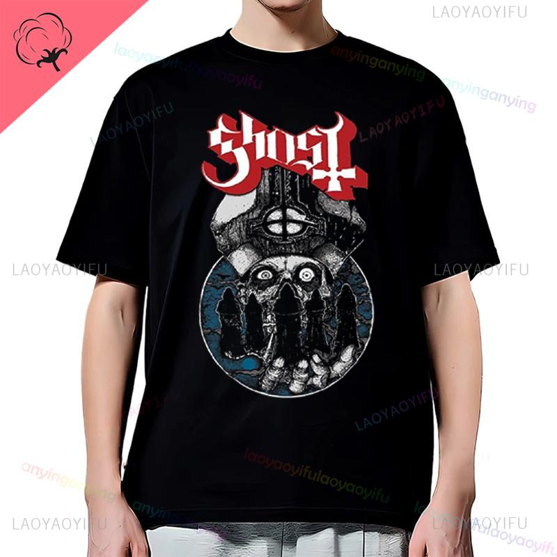 Y2K-Ghost-Band-T-shirt Mens Rock Band Graphic Pattern Cotton T-shirt Casual Vintage Horror Style Harajuku Short-sleev Women Top