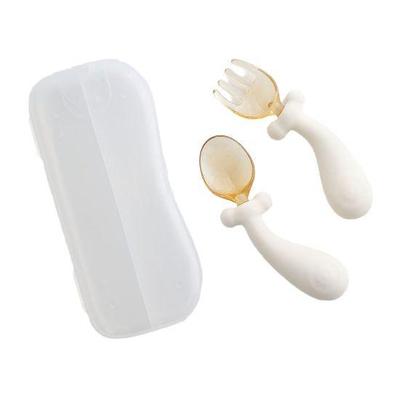Atti Rabbit Flexible Self Feeding Baby Spoon and Fork Set Bendable Toddler Utensils