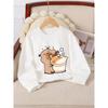European sizes Crewneck Sweatshirt for Kids Featuring an Adorable Bear Enjoying Noodles with Chopsticks. Perfect for Sports And Casual Outings
