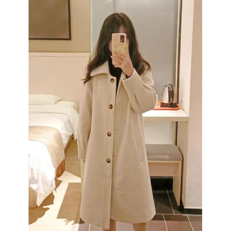 

Hepburn Style Mid-Length Woolen Coat for Women - Trendy Petite Autumn/Winter Outerwear 2XL
