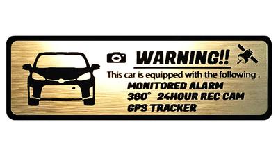 Honami Works AQUA Aqua GR MXPK10 Security Emblem 24 Hour Surveillance Dash Cam GPS Tracker Sticker (Gold)