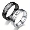 1Pc Fashionable and Simple "herking His Queen" Queen Titanium Steel Ring
