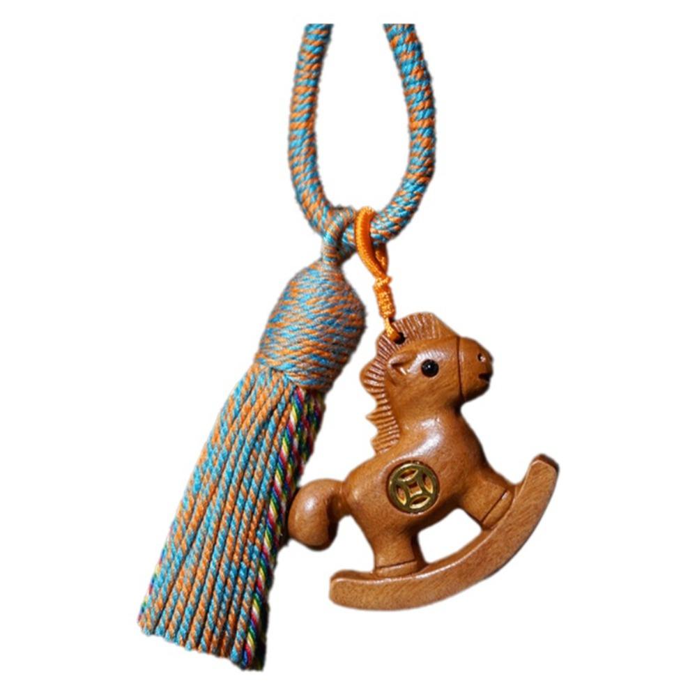 

Wooden Horse Keychain Handmade Horse Pendant Backpack Ornaments Zodiac Key Ring Bag Decoration Style 4