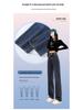 2025 Women's High-Waisted Elastic Denim Jeans: Loose Slim Fit, Korean Style, Straight Wide-Leg, Floor-Length Pants