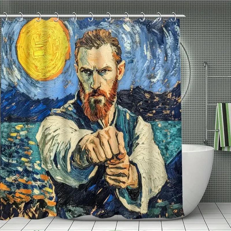 Vincent Van Gogh'S Starry Shower Curtain Can Be Hand-Washed In Waterproof Polyester Fabric Art Design Bathroom Shower Curtain