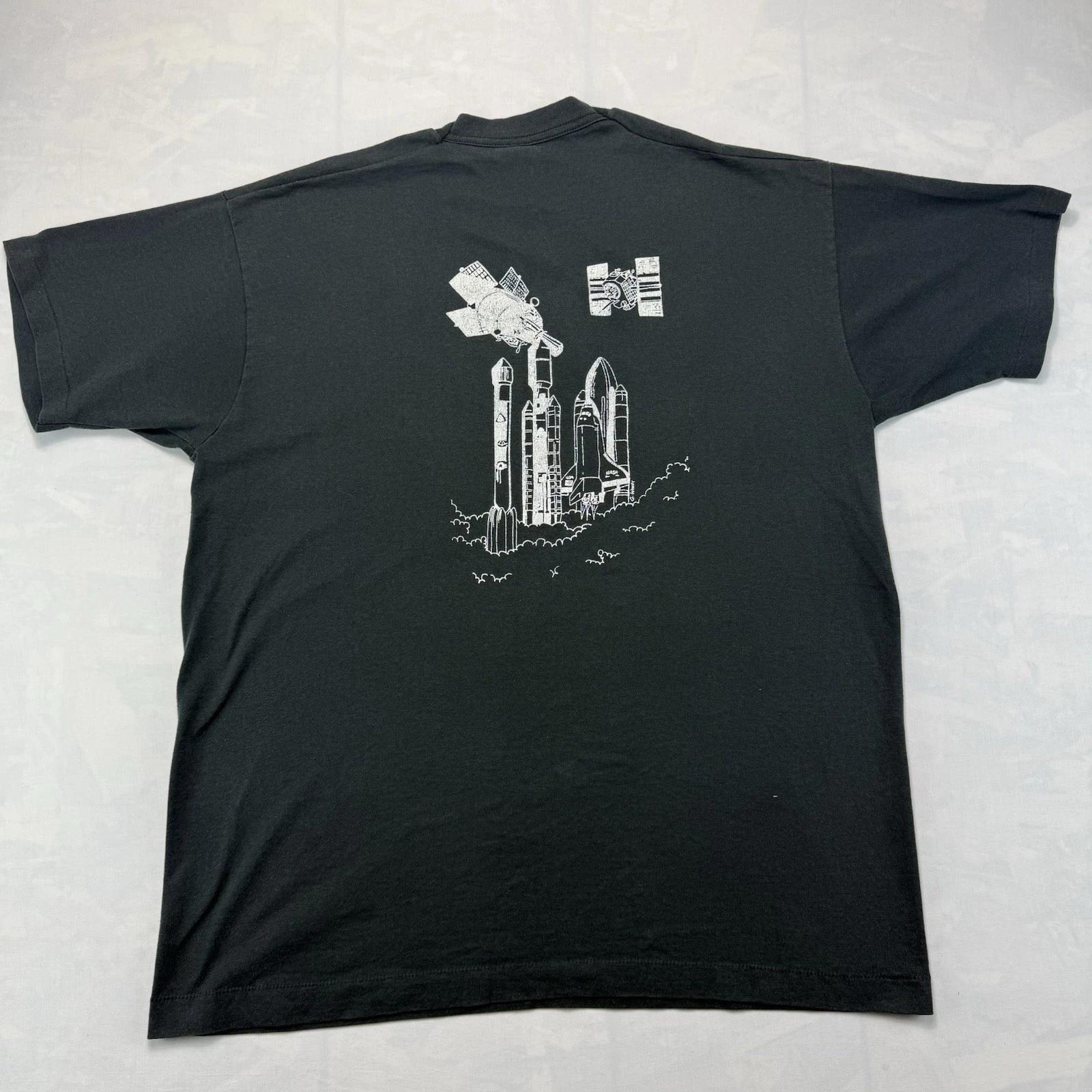 Vintage NASA Space Shuttle T Shirt USA Made Single Stitch XL Black XL