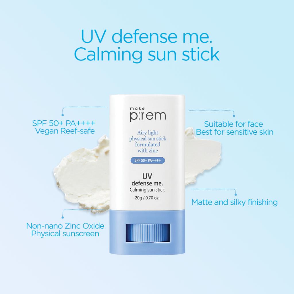 MAKE P:REM UV Defense Me. Calming Sun Cream 50ml / Sun Stick 20g, Soothing, Moisturizing, Korean Cosmetics, Kbeauty