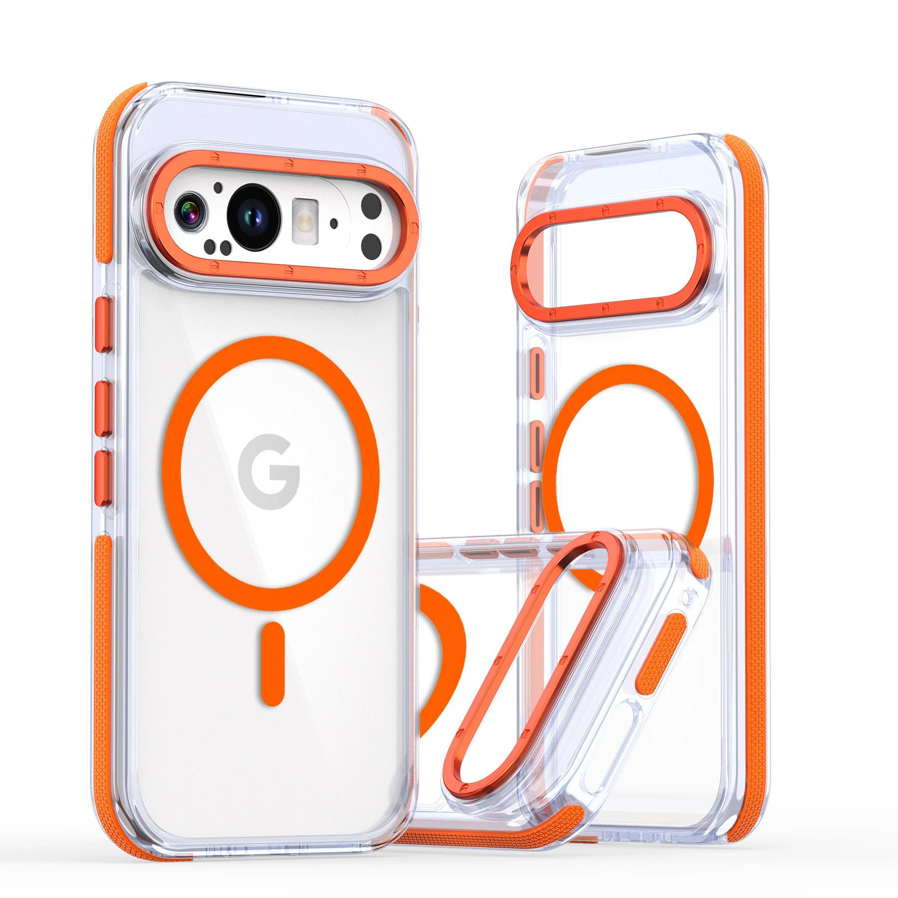 

Luxury High Transparent Phone Case for Google Pixel 10 9 Pro XL 10Pro 5G for Magsafe Magnetic Wireless Charging Shockproof Cover Google Pixel 9 Pro помаранчевий