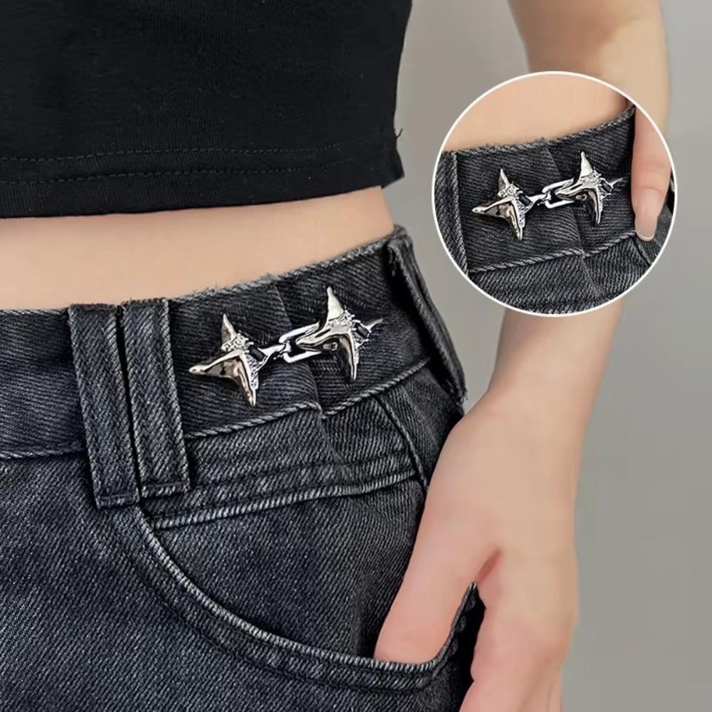 Four Pointed Star Jeans Buttons Adjustable Pants Pins Fashionable Belt Buckles  Scarf Fastening