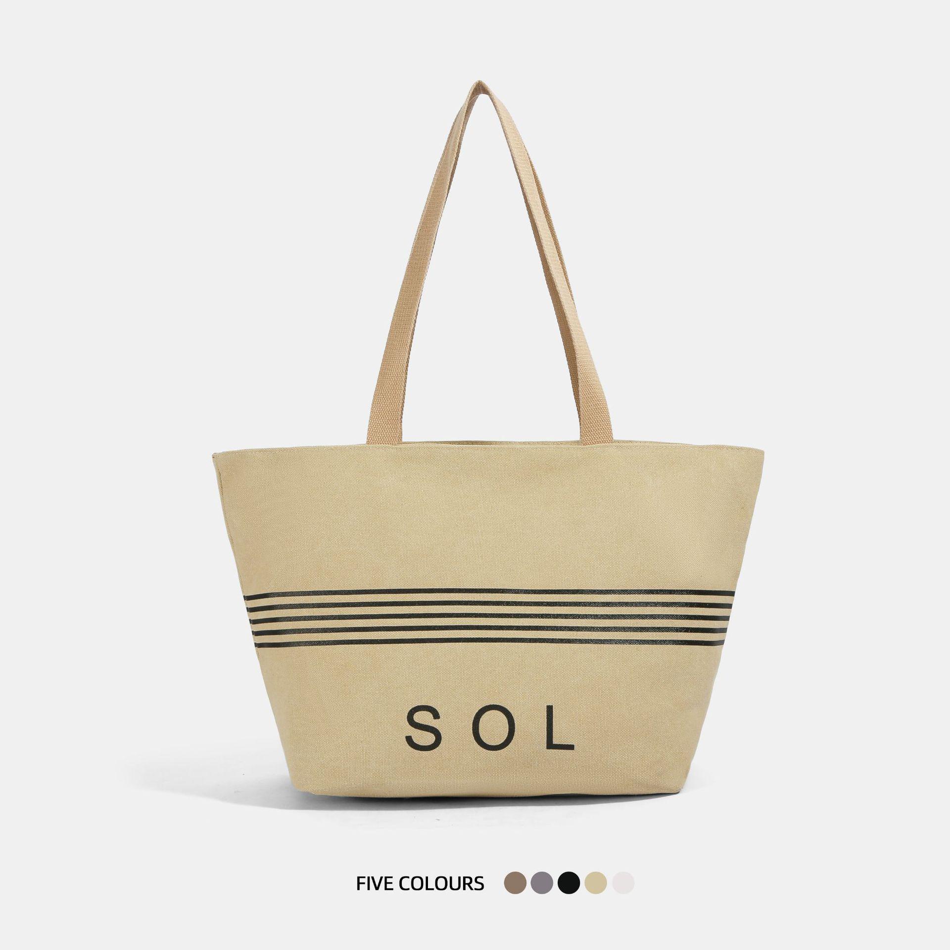 

High-Capacity Striped Canvas Tote: Fashionable & Versatile Shoulder Bag