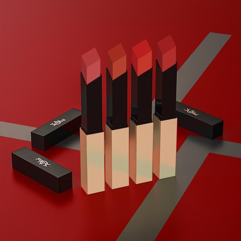 Small Gold Tube Thin Strip Lipstick Matte Velvet Matte Color Moisturizing Lipstick Retro Red