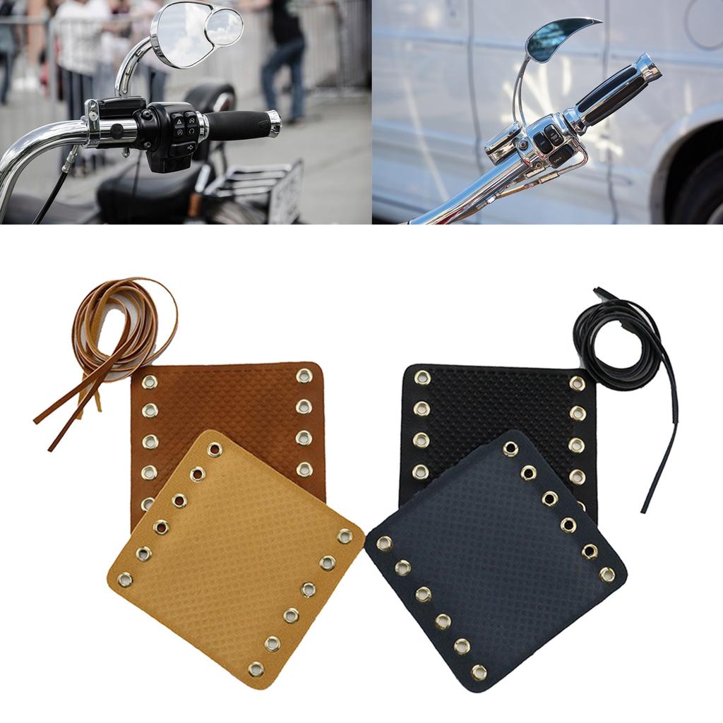 Motorcycles PU Leathers Handlebar Hand Grip Covers with Adjustable Strap Motorbike Handle Grip Pads Modification