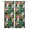 Watercolor Botanical Flowers And Raccoon Home Decor Window Curtains Bedroom Kitchen Curtain Panel Curtains for Living Room