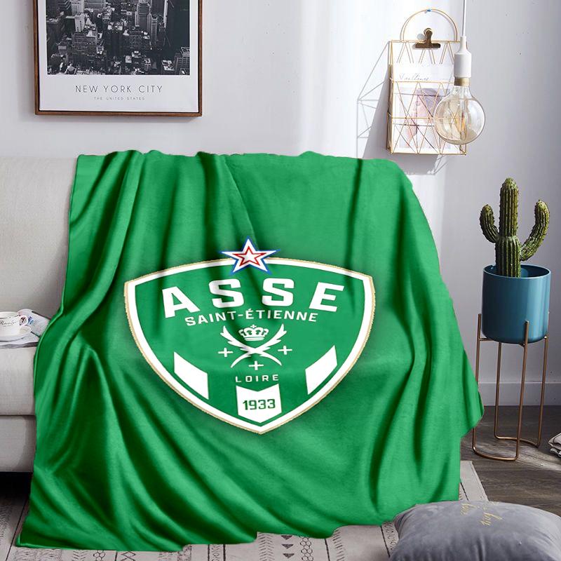 Asse Saint-etienne Crest Blanket Flannel Throw for Sofa, Indoor, Camping, Living Room, Office, Chair, And Bed Soft Birthday Gift