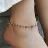 Gold Plated Stainless Steel Raw Turquoise Chip Bead Anklet