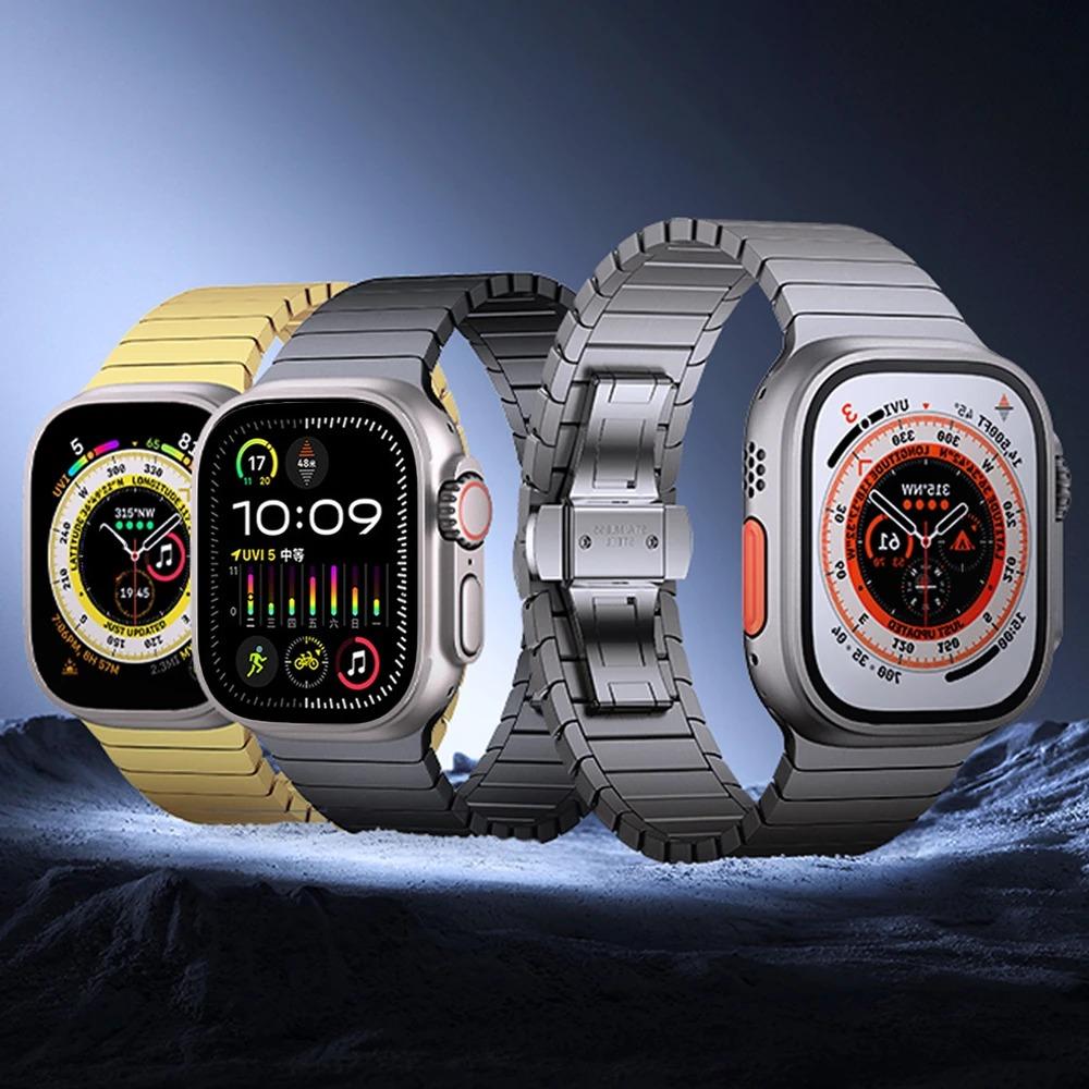 Link Bracelet Correa For Apple Watch Ultra 3 2 Band 49mm 11 10 9 8 7 6 Se 45mm 41 44 Stainless Steel Strap for Iwatch 42mm 46mm