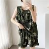 Women's Summer Ultra-Thin Cotton Satin Pajamas Set With Shorts And Sleeveless Vest, Cool Comfort Home Wear For Hot Weather