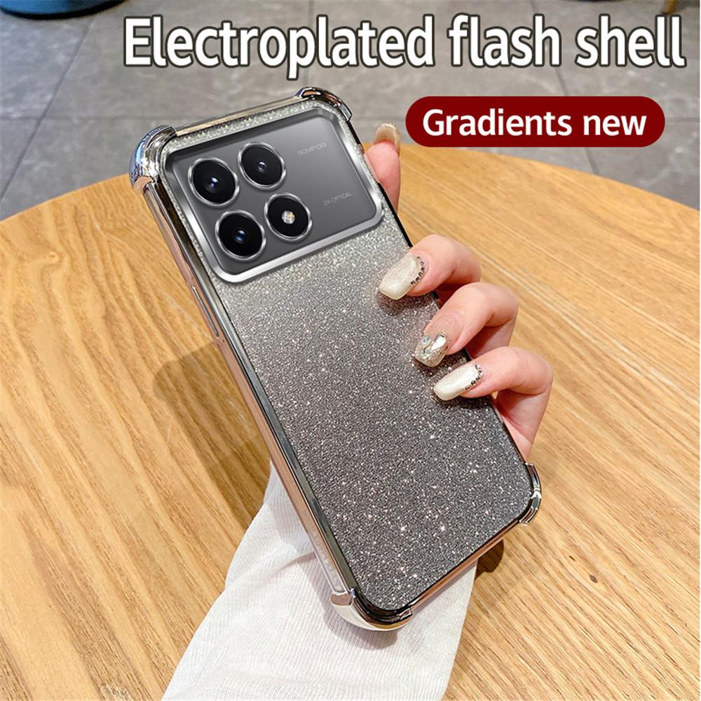 Plating Shockproof Clear Phone Case For Xiaomi Mi Poco M6 Pro 4G X5 X3 X6 Pro X3 NFC C65 13T 12T Pro Soft Silicone Glitter Cover