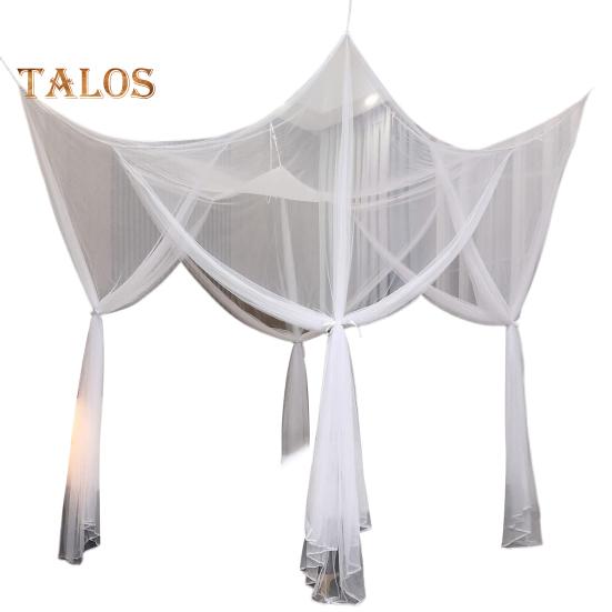 

Двуспальная кровать москитная сетка мелкий сетчатый балдахин дышащий 4 угловой летний занавес для кровати для внутреннего и наружного использования в семейном общежитии 1 Set белый