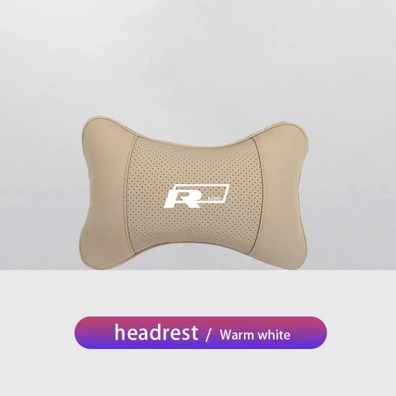 1Pcs Car Seat Headrest Auto Logo Neck Head Pillow Tools For VW R Line GTI Atlas Jetta Touareg Variant Golf Polo Taos PassatAL6