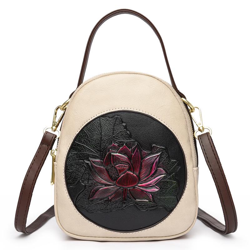 2025 Autumn-Winter Women's Lotus Handbag: Versatile Embossed Crossbody & Shoulder Bag