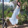 2026 New French Gentle Wind Sweet Loose Beautiful Fairy Long Dress Seaside Vacation Wind Off-the-shoulder Dress Woman