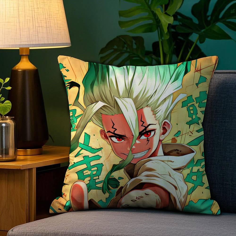 Anime D-Dr.S-STONE Hot Pillow Case Plush Fabric Soft Double Sided Print Sofa Cushion Cover Throw Pillow Covers