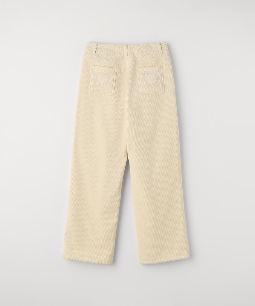 Selliteiljeu Heart Embroidery Corduroy Wide Pants_Ivory