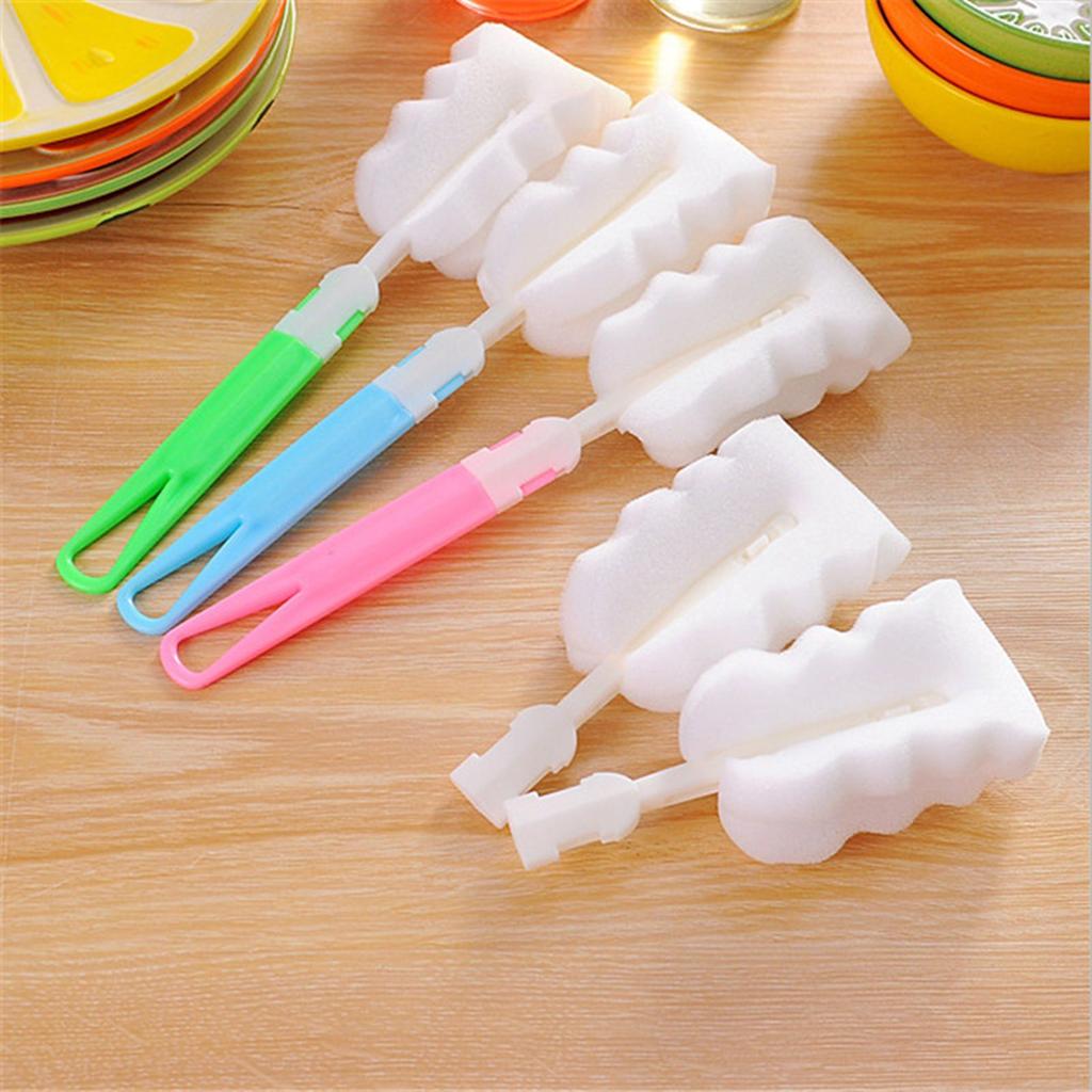 Bottle Brush Detachable Soft Bottle Sponge Scrubber Cup Cleaning Brush for Glass Baby Bottles