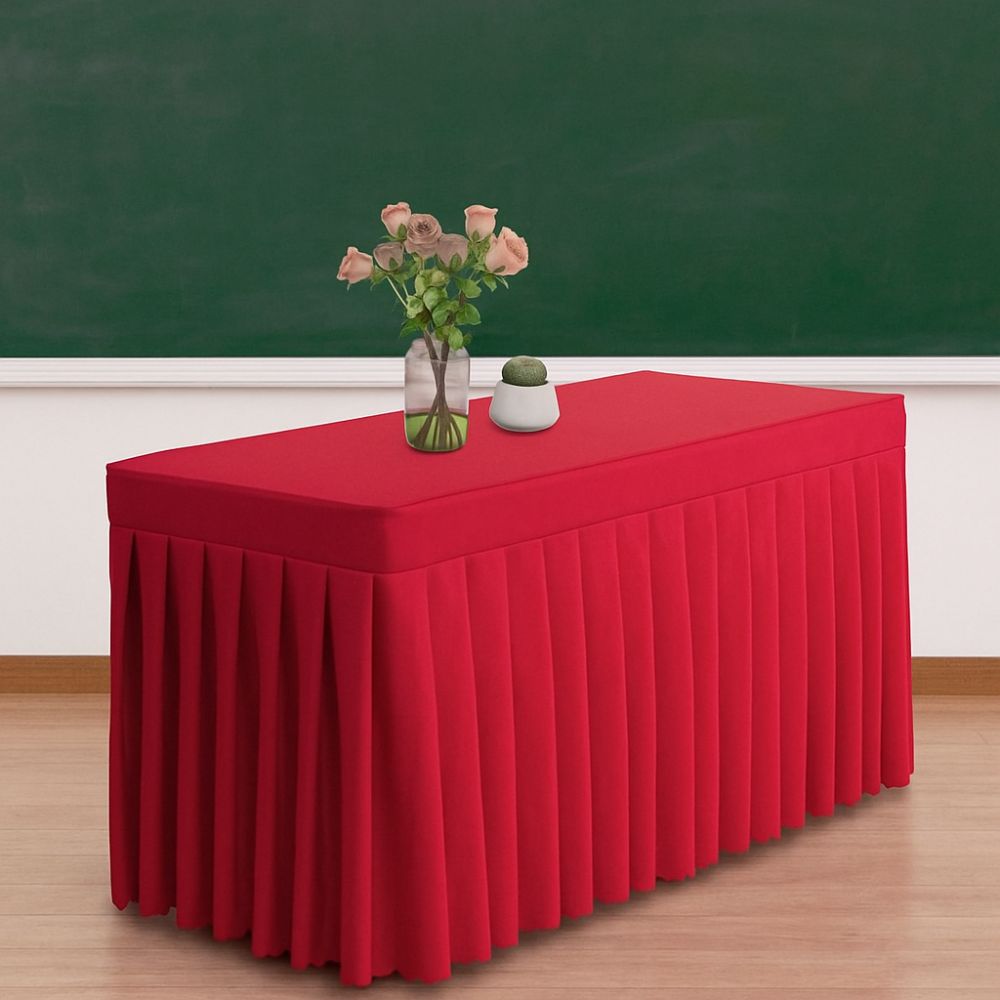 Solid Color Rectangle Table Skirts Soft Comfortable Elastic Table Cloth Skin Friendly Thick Banquet Tablecloth Conference Table