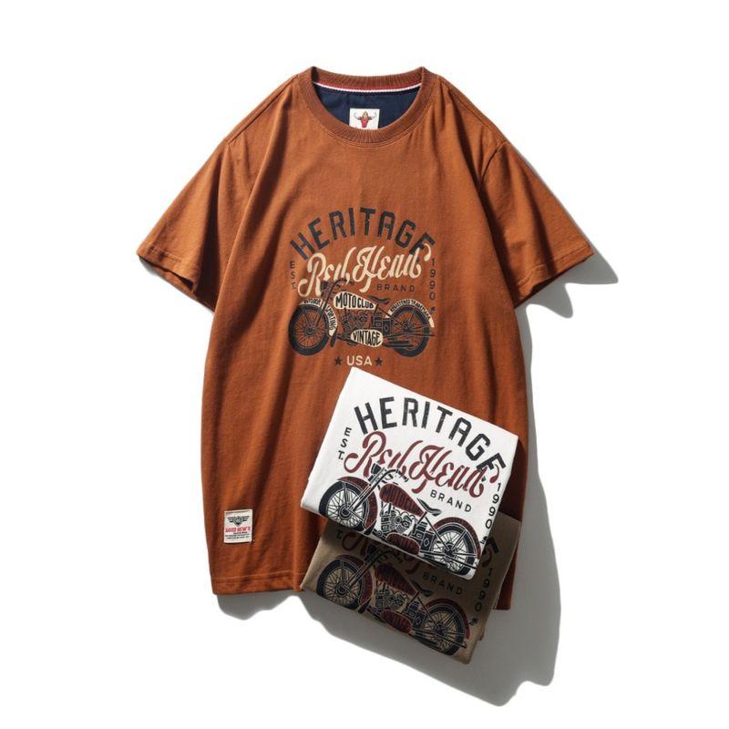 Export Export to Domestic Sales Pure Cotton Motorcycle Short Sleeve T-Shirt Men Fashion Trendy Brand American Base Shirt Cotton T-shirt