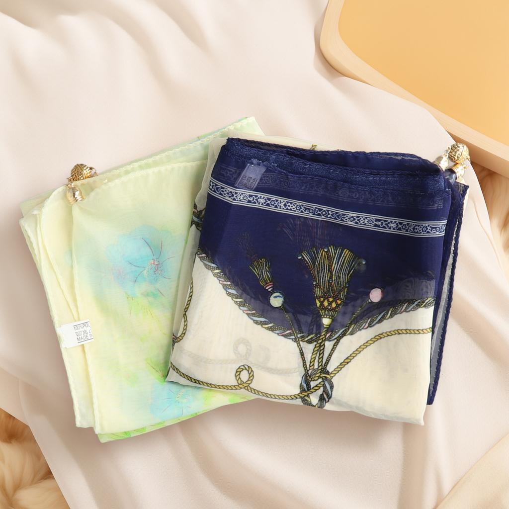 Women Magnetic Buckle Necklace Pendant Summer Spring Printed Necklace Accessories Chiffon Silk Scarf Mother's Day Gifts Fashion