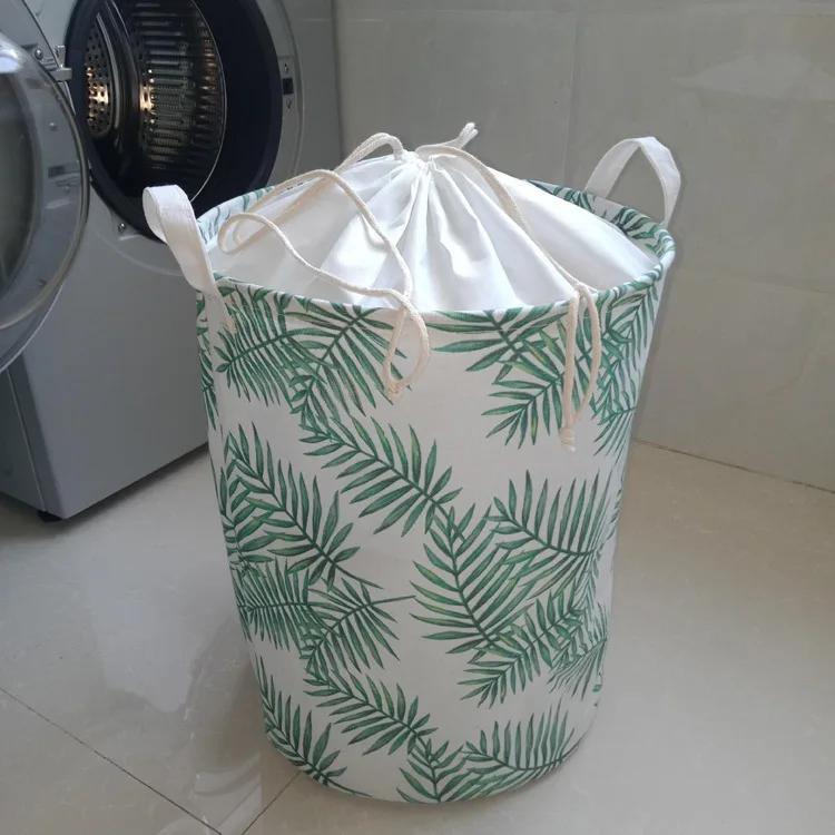 New Fashion Print Laundry Basket with Drawstring Lining Portable Foldable Storage Bag Hamper for Kids Toys Dirty Clothes Basket