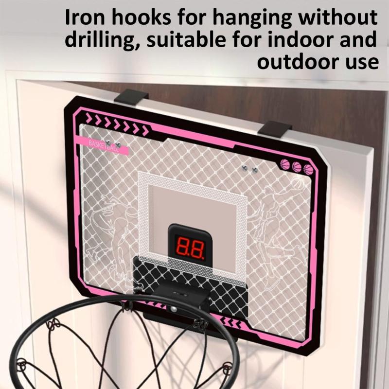Compacts Indoor Basketball Hoops Remote LED Light Electronic Scoreboard For Bedroom Office Wall Mount Space Saving