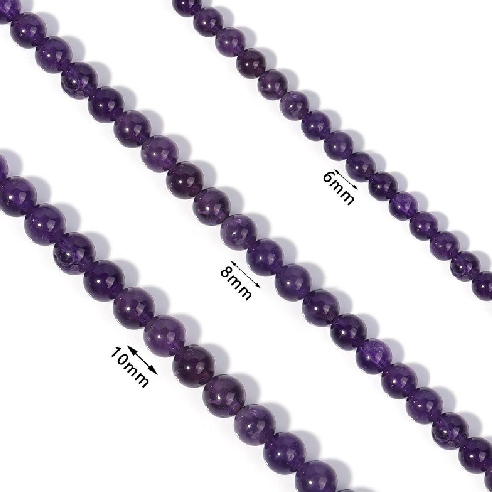 Amethyst Violet Natural Stone 4/6/8/10/12mm Beads 15"Strand Smooth Loose Spacer Beads for Jewelry Making DIY Bracelets Accessories