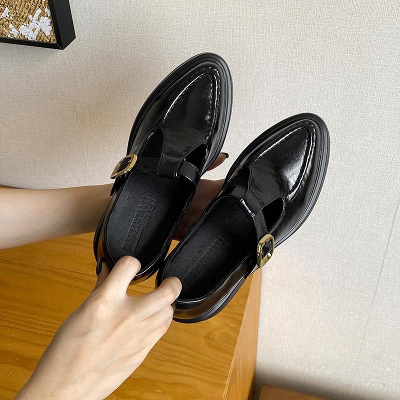 

Увеличение высоты на 10 см, ретро, мягкие, маленького размера, толстая подошва, толстый каблук, одинарная обувь, женские новые туфли Мэри Джейн, маленькие кожаные туфли 33 чёрный