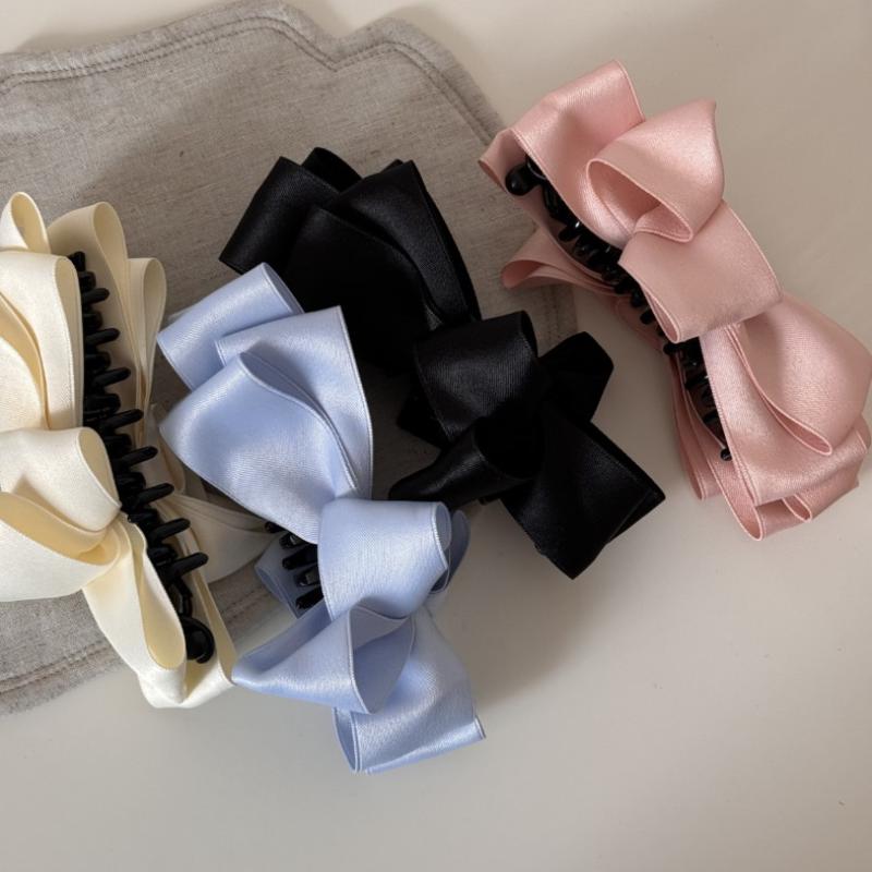 Francuski Luksusowy Czarny Klips Bananowy z Kokardką Damski Klips do Włosów z Tyłu Klips do Kucyka Klips Pionowy Opaska na Głowę Akcesoria do Włosów